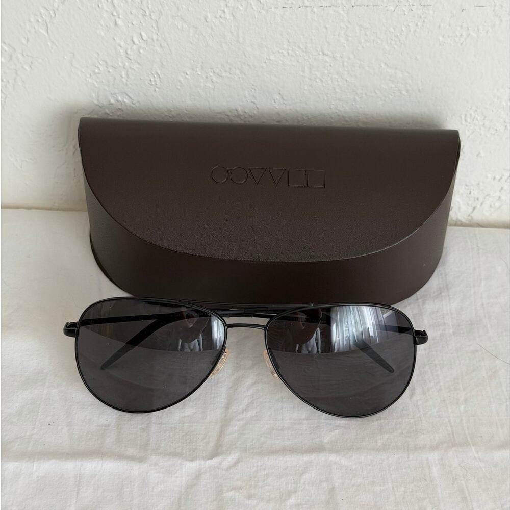Oliver Peoples Kannon Polarized Aviators OV1191-S Black Chrome + Dark Grey Lens
